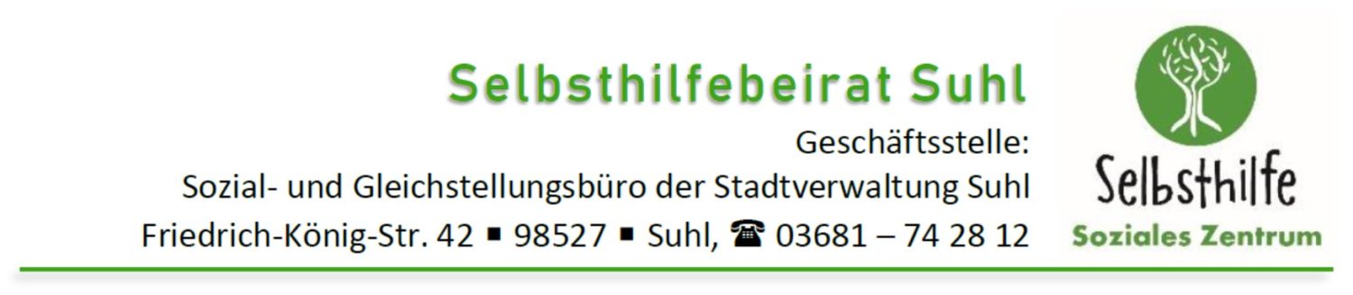 Kontaktdaten der Geschäftsstelle des Selbsthilfebeirates Suhl